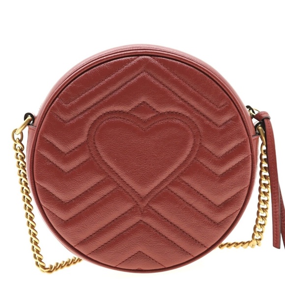Gucci Marmont Chevron Crossbody Round Chain Shoulder Bag New - Picture 3 of 8